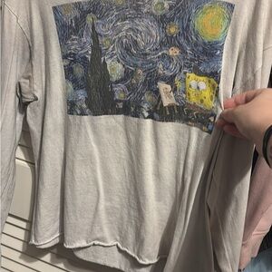 SpongeBob SquarePants Starry Night Crop Top - Gray